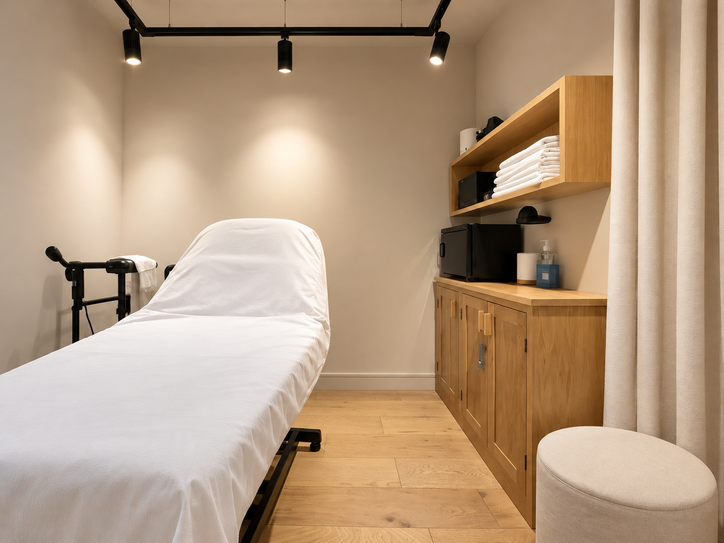 Enhanced view of Laqué’s treatment room, illustrating the consultation setting